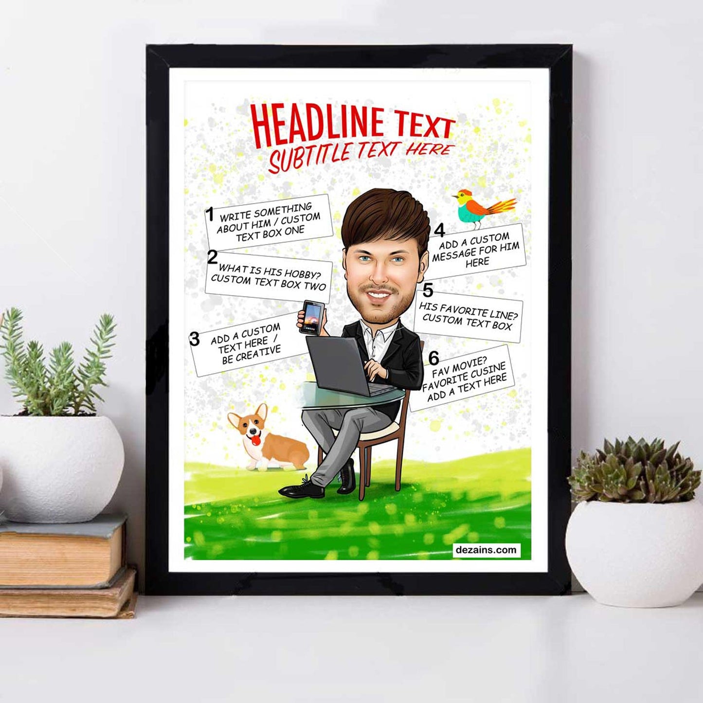 Caricature Poster for Him - Workaholic - withmuchlove