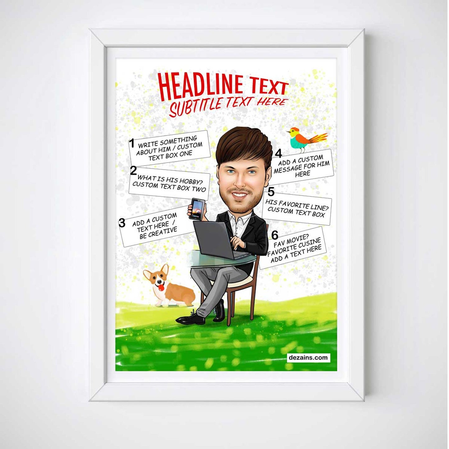 Caricature Poster for Him - Workaholic - withmuchlove