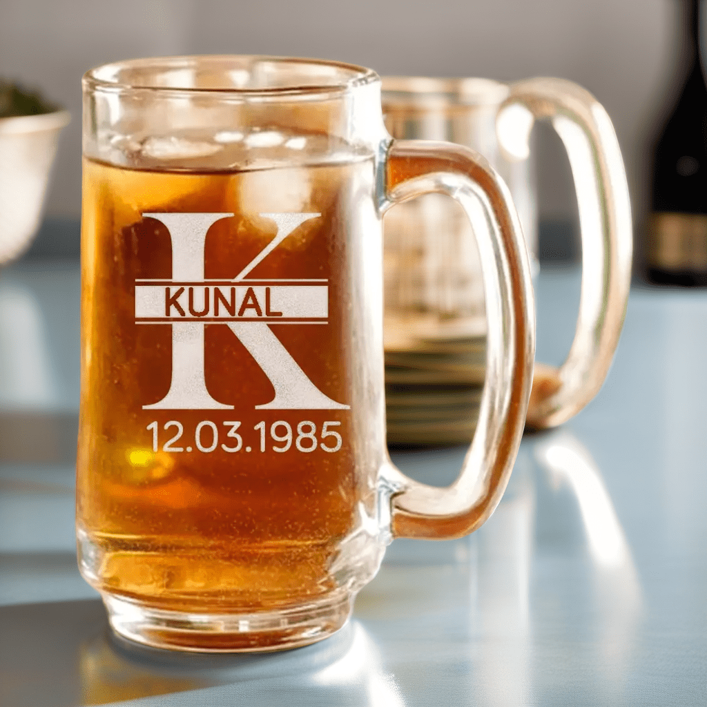 Custom Engraved Beer Mug | Initial + Name - withmuchlove