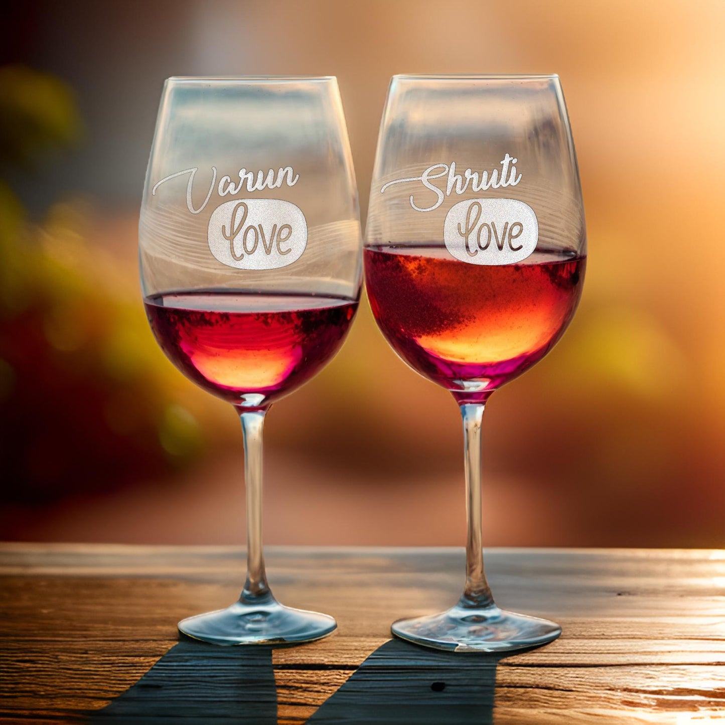 Custom Engraved Wine Glasses | Set of 2 | Couple Names - withmuchlove