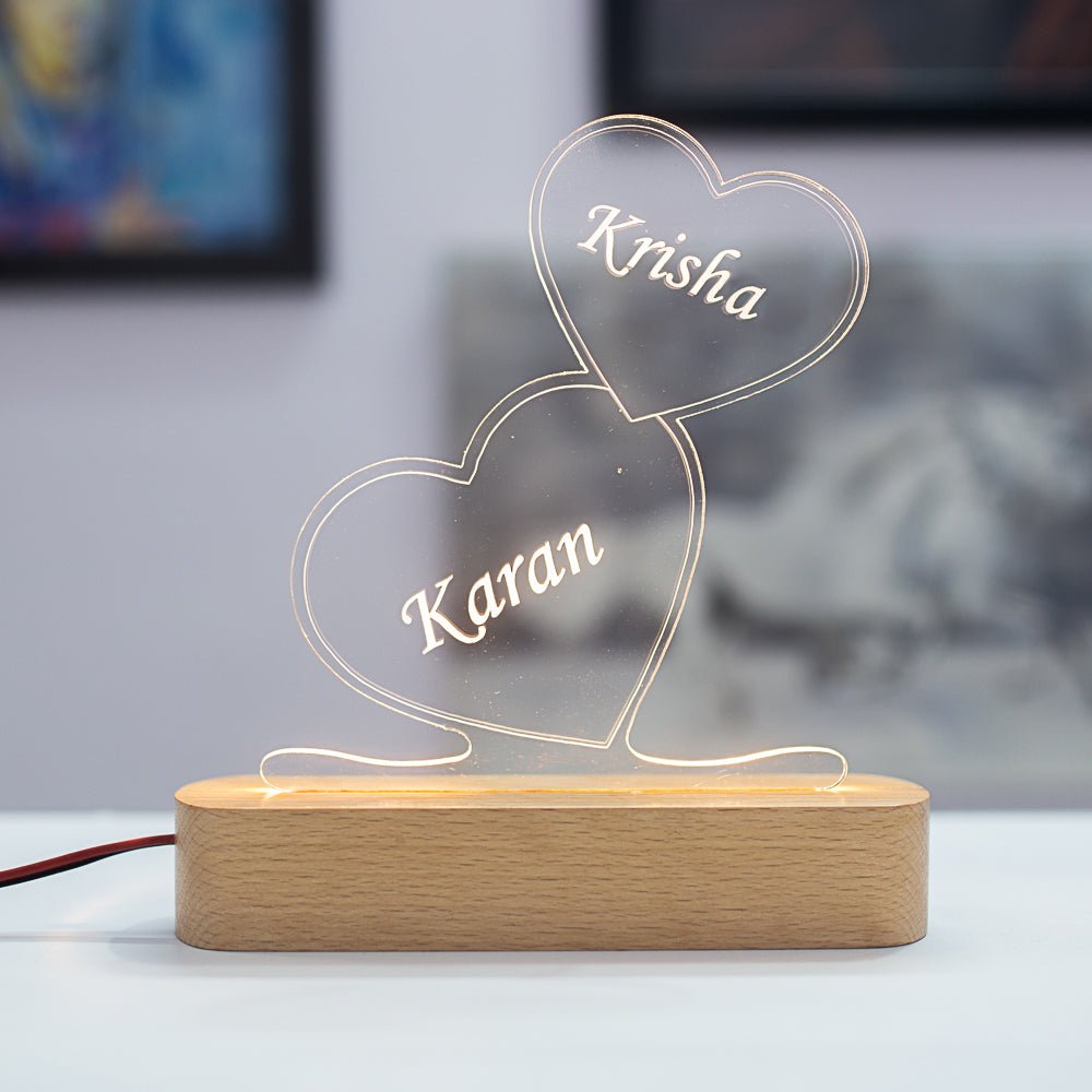 Double Heart Night Lamp - withmuchlove