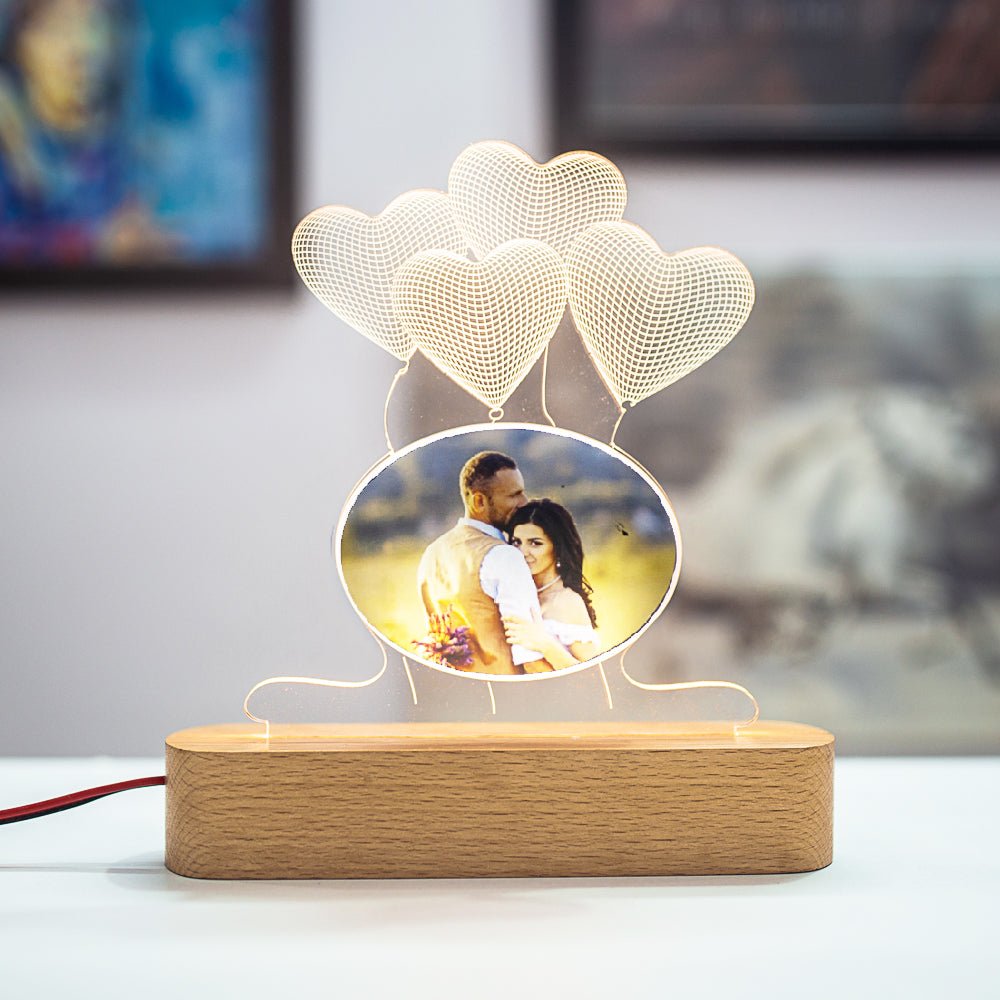Heart Balloons Photo Night Lamp - withmuchlove