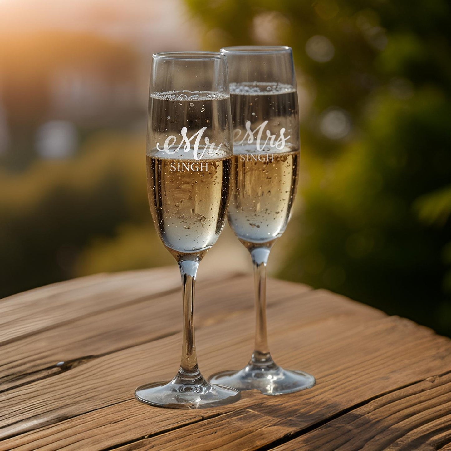 Mr & Mrs Engraved Champagne Glasses | Set of 2 | Customized - withmuchlove