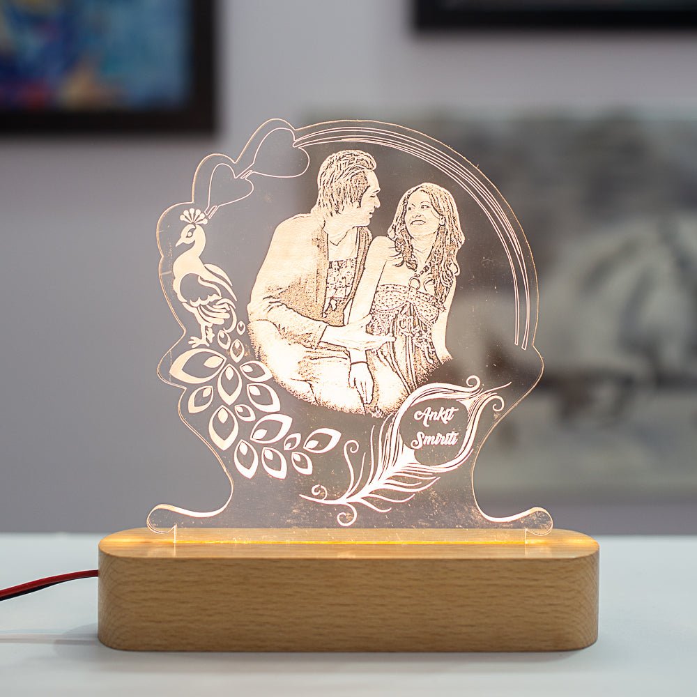 Round Photo Engraved Night Lamp - withmuchlove