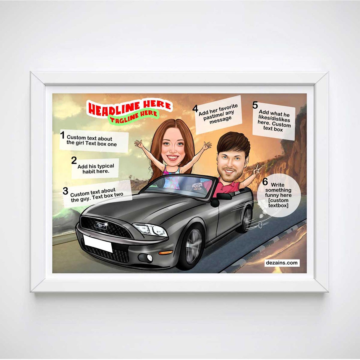 Caricature Poster for Couple - Road Trip
