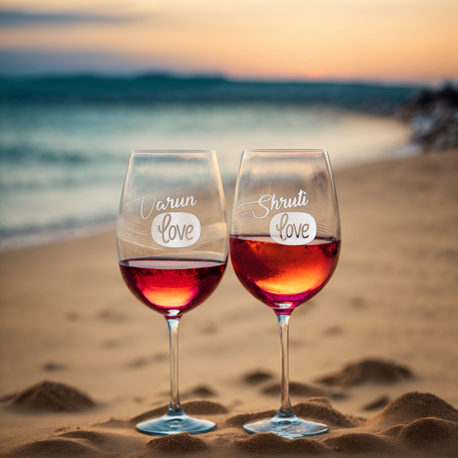 Custom Engraved Wine Glasses | Set of 2 | Couple Names - withmuchlove