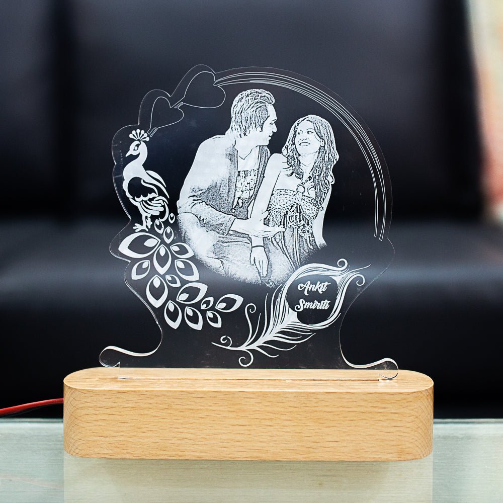 Round Photo Engraved Night Lamp - withmuchlove