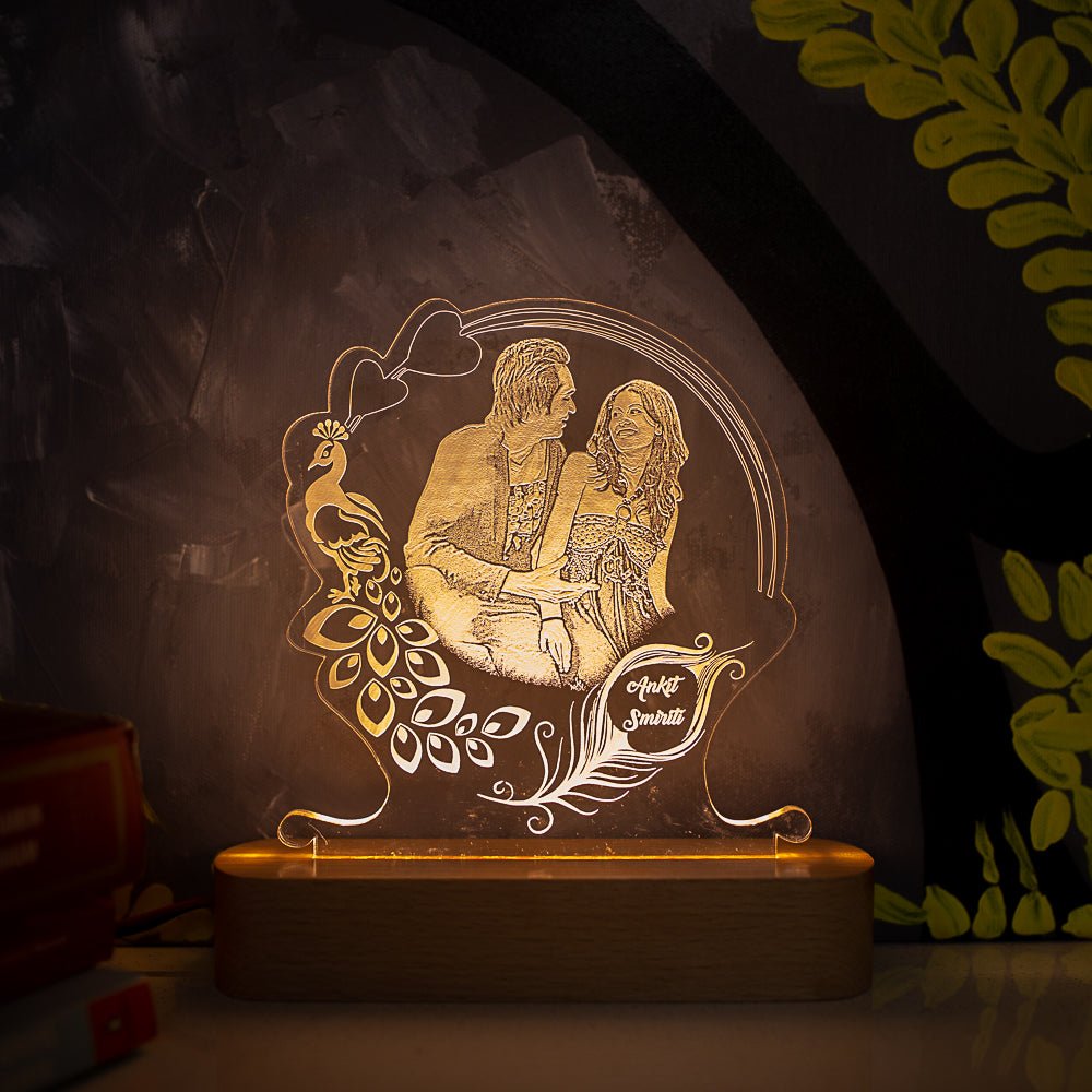 Round Photo Engraved Night Lamp - withmuchlove